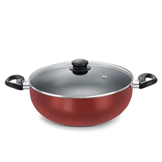 Prestige Omega Deluxe 3.5L Non-Stick Deep Kadai|Gas & Induction Compatible|PFOA Free Non-Stick | Stain Free Interior | Durable Lid - Sturdy Handles|1 Year Warranty