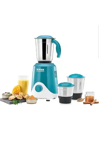 USHA Speed Master 500W with 3 Jars, 100% Copper Motor, 4-fin techno blades for finer grinding, SS Jars with flow breakers, 20000+ RPM, 5 Years Warranty on Motor