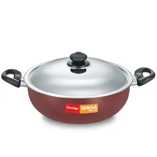 Prestige Omega-Deep Kadhai 30 cm diameter with Lid 6 L capacity  (Aluminium, Non-stick, Induction Bottom)